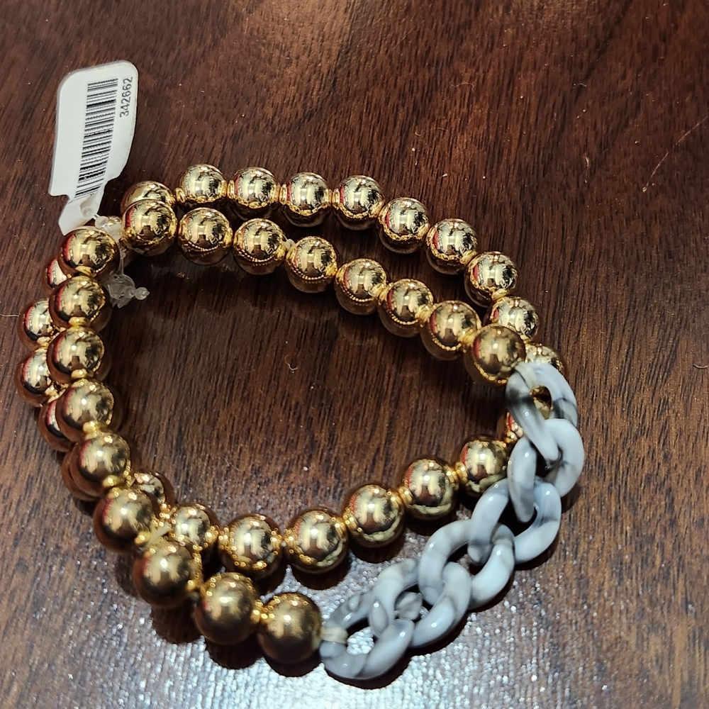 Acrylic and Gold beaded bracelets